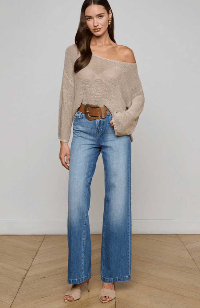 ETHAN PULLOVER KNIT in TAUPE-L&#39;AGENCE-FLOW by nicole