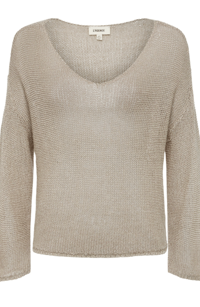 ETHAN PULLOVER KNIT in TAUPE-L&#39;AGENCE-FLOW by nicole
