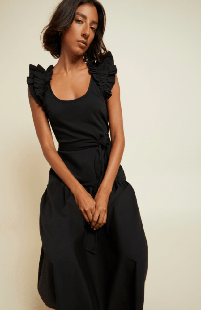 EVERLEIGH FRILLY DRESS - BLACK-NATION-FLOW by nicole
