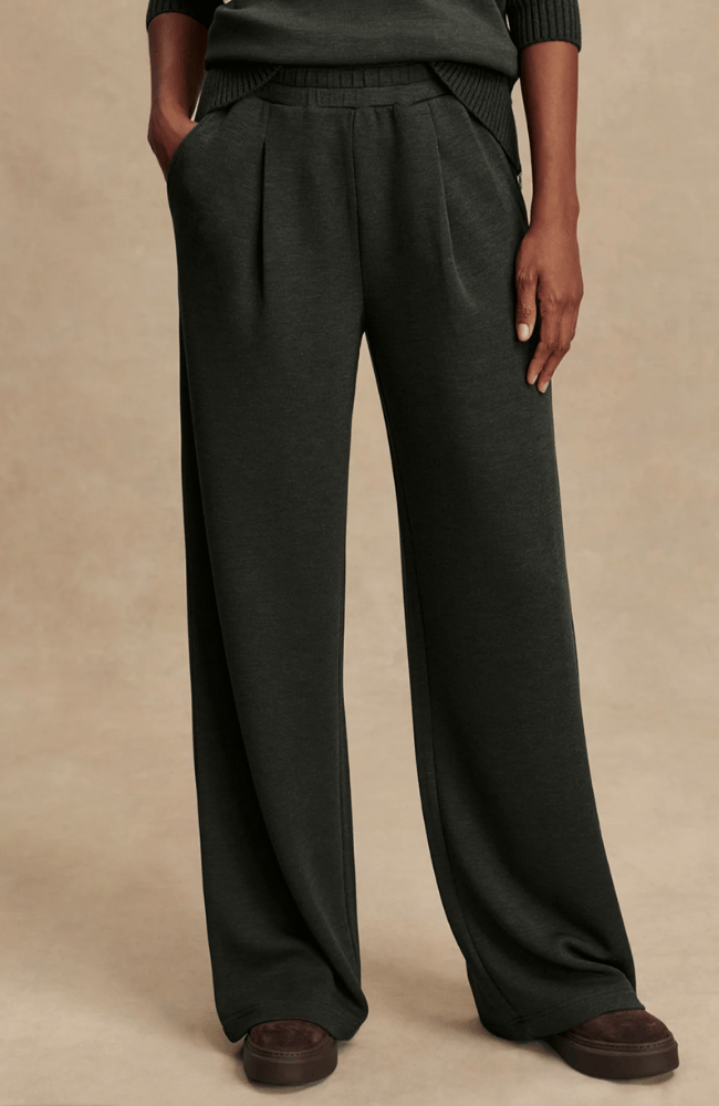 EXTRA WIDE LEG PANT 29.5" in OLIVE MARL-Varley-FLOW by nicole