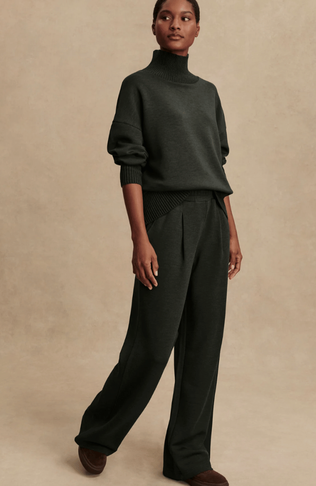 EXTRA WIDE LEG PANT 29.5" in OLIVE MARL-Varley-FLOW by nicole