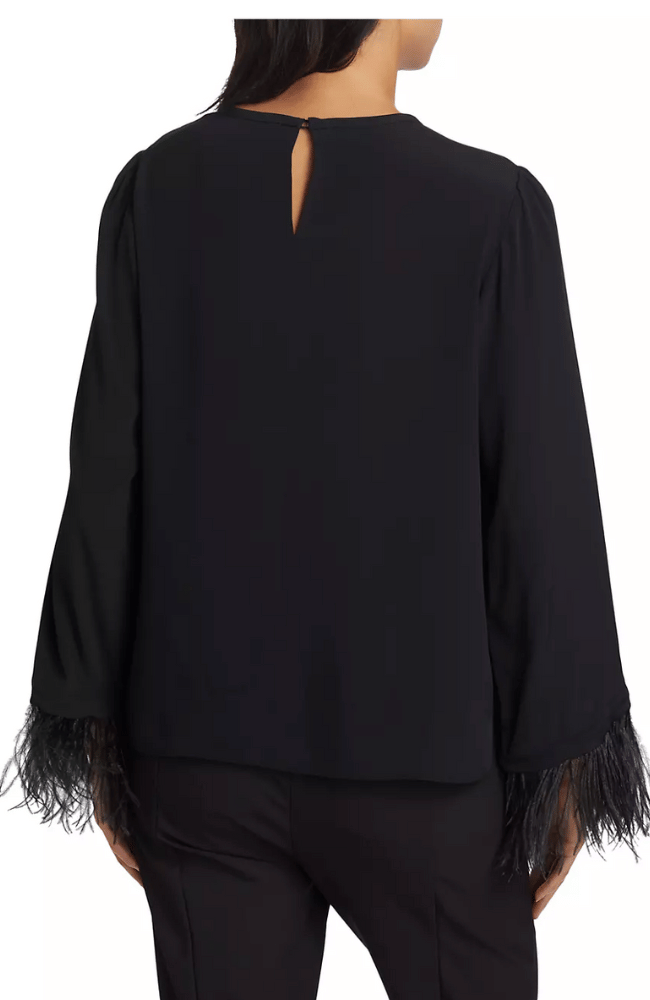 FEATHER DETAIL REVISTA BLOUSE in BLACK-MARELLA by MAX MARA-FLOW by nicole