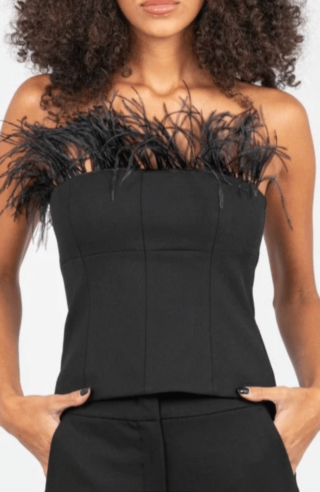FEATHER DETAIL TRINA TOP in BLACK-MARELLA by MAX MARA-FLOW by nicole