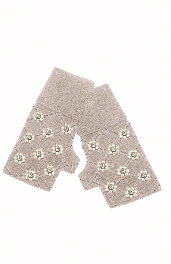 FINGERLESS GLOVES WITH FLOWER BEADS - PEARL-MITCHIES-FLOW by nicole