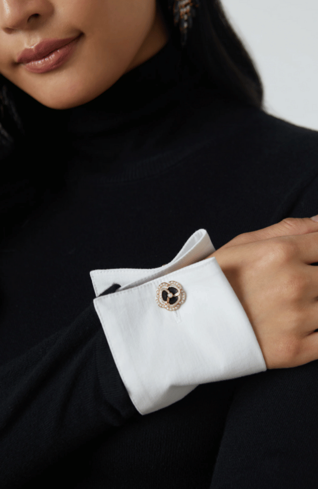 FLORA POPLIN CUFF SWEATER BLACK/WHITE-L&#39; AGENCE-FLOW by nicole