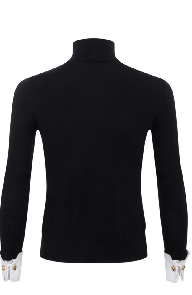 FLORA POPLIN CUFF SWEATER BLACK/WHITE-L&#39; AGENCE-FLOW by nicole