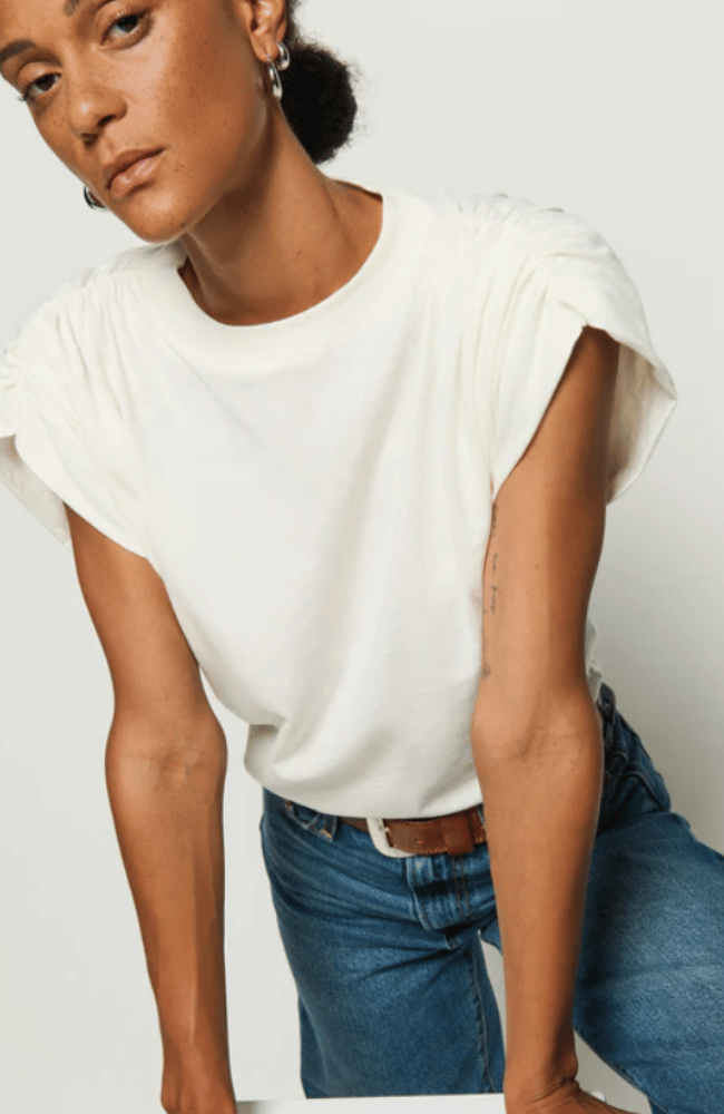 FRANKIE MUSCLE TEE in PORCELAIN-NATION-FLOW by nicole