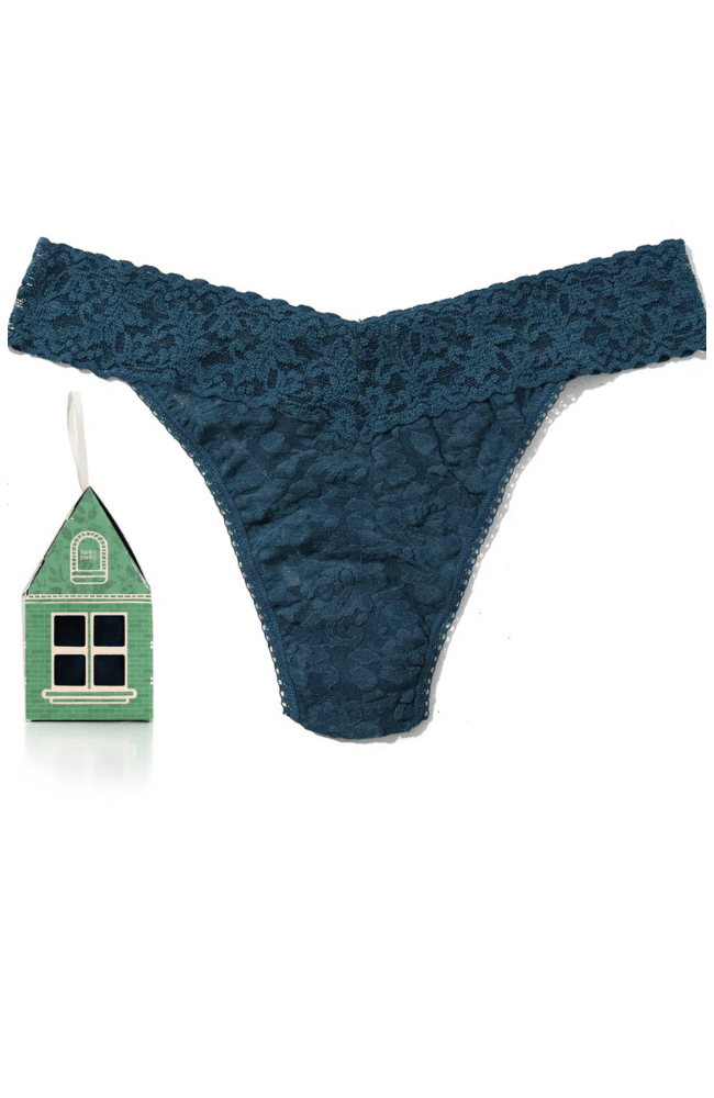 GINGERBREAD HOUSE ORIGINAL RISE THONG in DEEP WATER BLUE-Hanky Panky-FLOW by nicole
