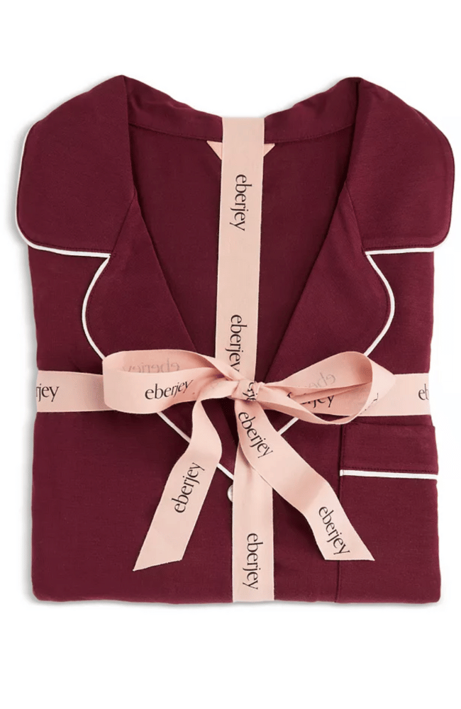 GISELE LONG PJ SET in BORDEAUX IVORY-EBERJEY-FLOW by nicole
