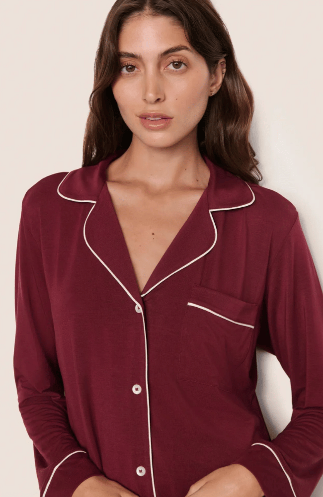 GISELE LONG PJ SET in BORDEAUX IVORY-EBERJEY-FLOW by nicole