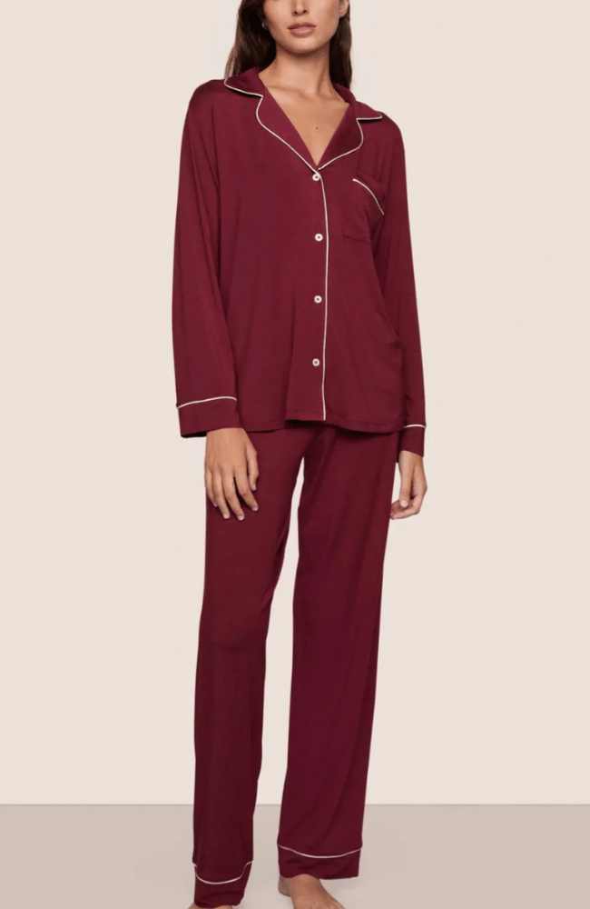 GISELE LONG PJ SET in BORDEAUX IVORY-EBERJEY-FLOW by nicole