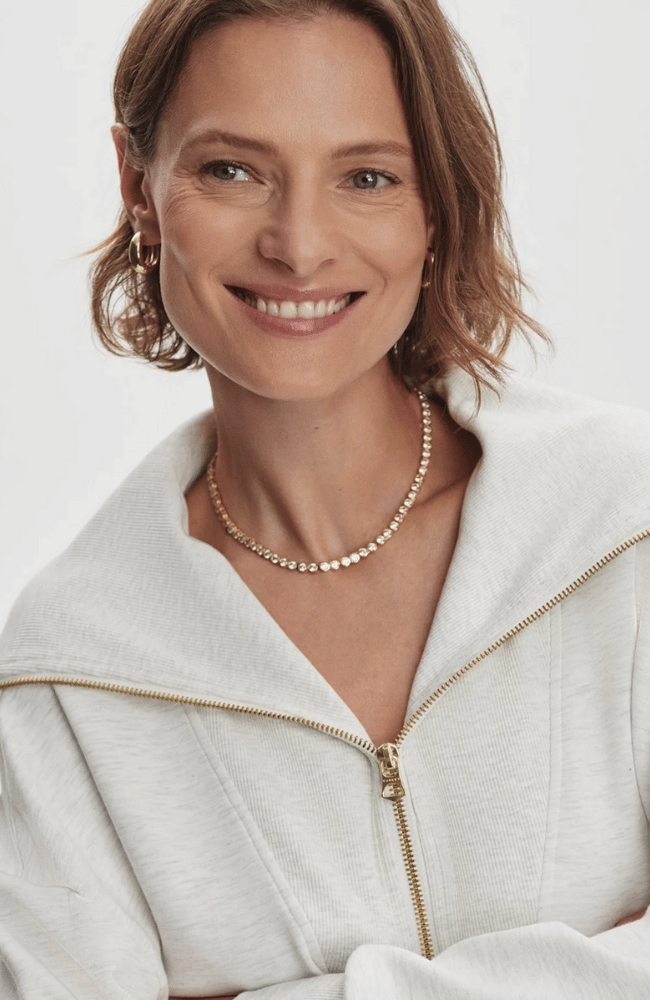 HALLEY ZIP THROUGH SWEAT TOP IVORY ML-Varley-FLOW by nicole