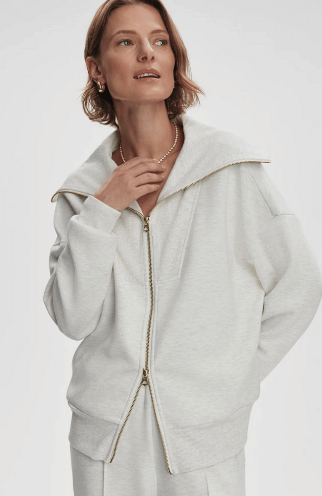 HALLEY ZIP THROUGH SWEAT TOP IVORY ML-Varley-FLOW by nicole