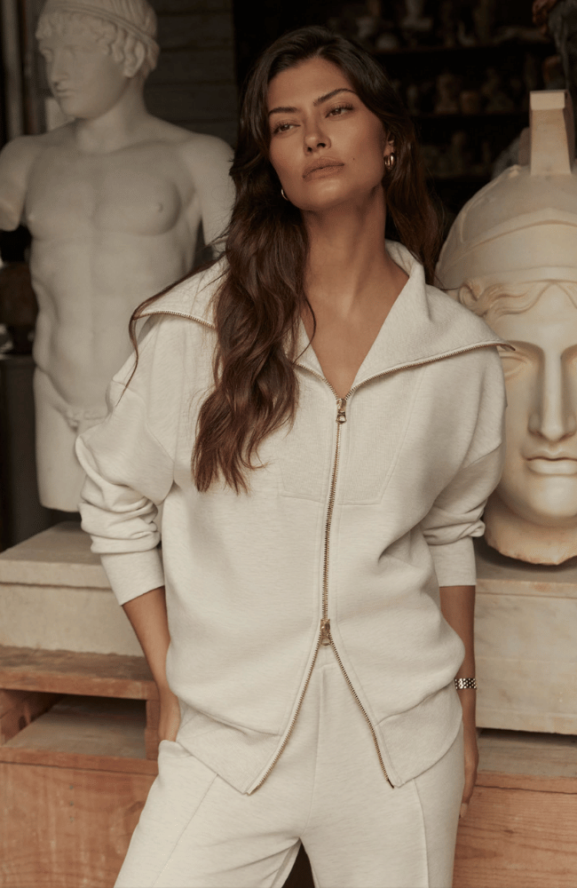 HALLEY ZIP THROUGH SWEAT TOP IVORY ML-Varley-FLOW by nicole