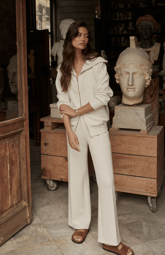 HALLEY ZIP THROUGH SWEAT TOP IVORY ML-Varley-FLOW by nicole