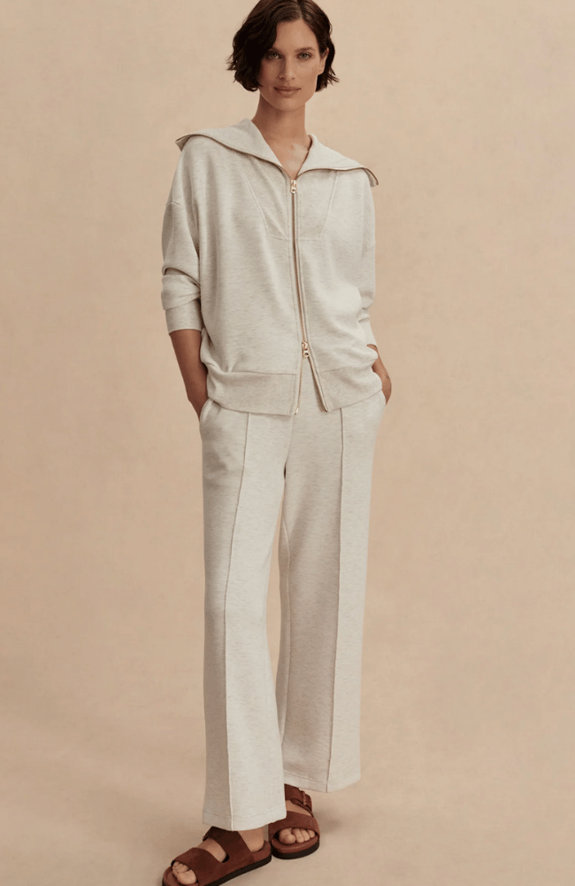 HALLEY ZIP THROUGH SWEAT TOP IVORY ML-Varley-FLOW by nicole