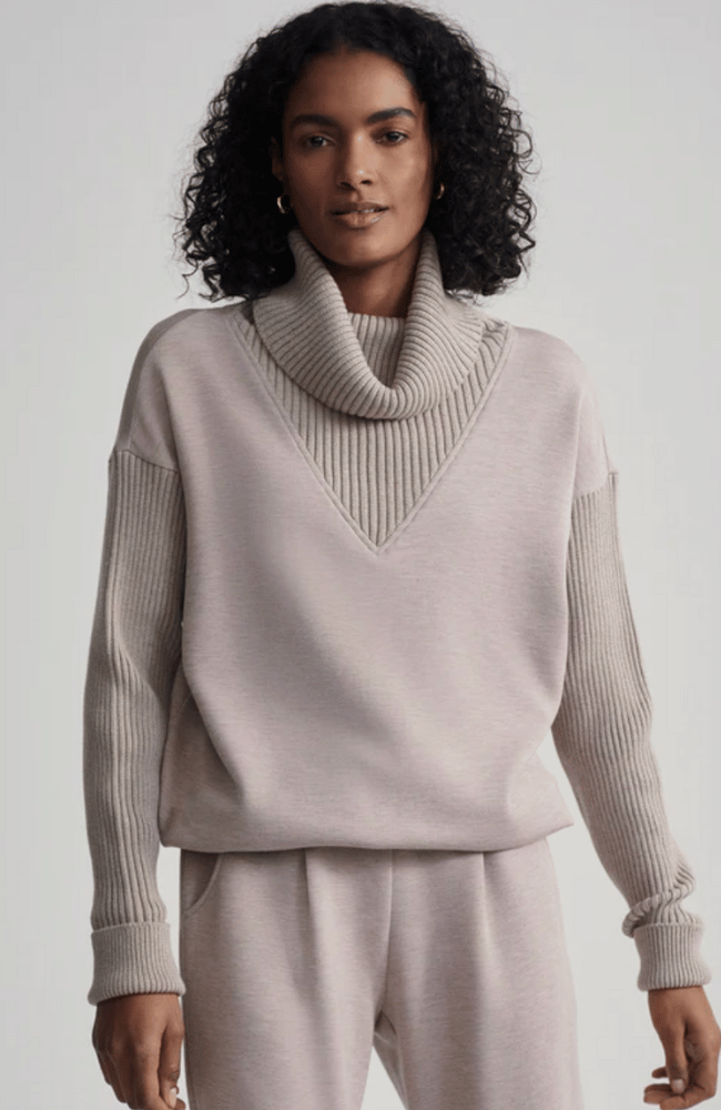 HANNAH COWL NECK SWEAT in TAUPE MARL-Varley-FLOW by nicole