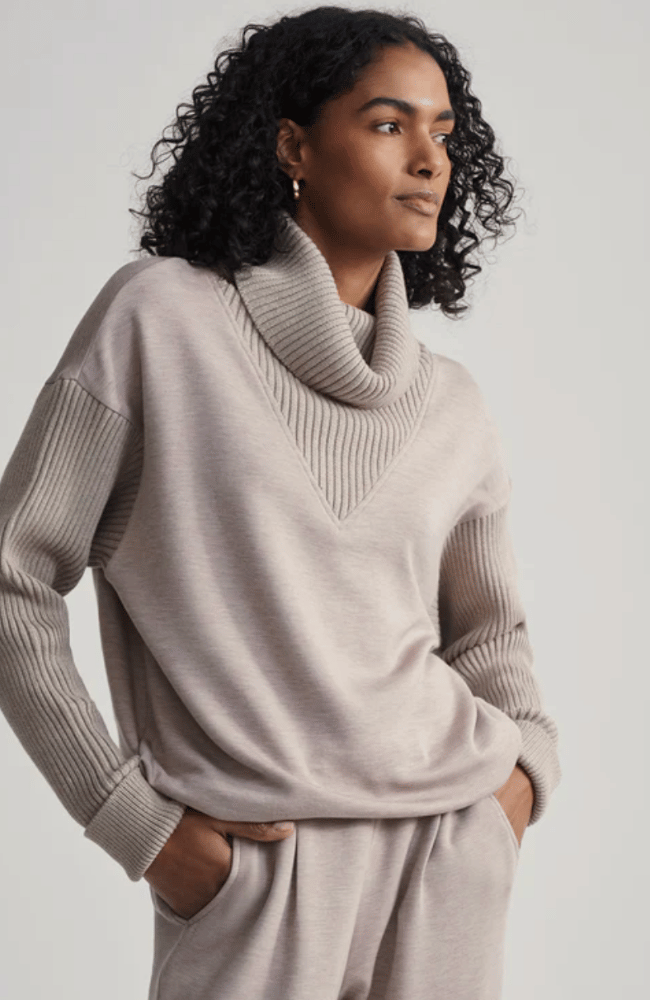 HANNAH COWL NECK SWEAT in TAUPE MARL-Varley-FLOW by nicole