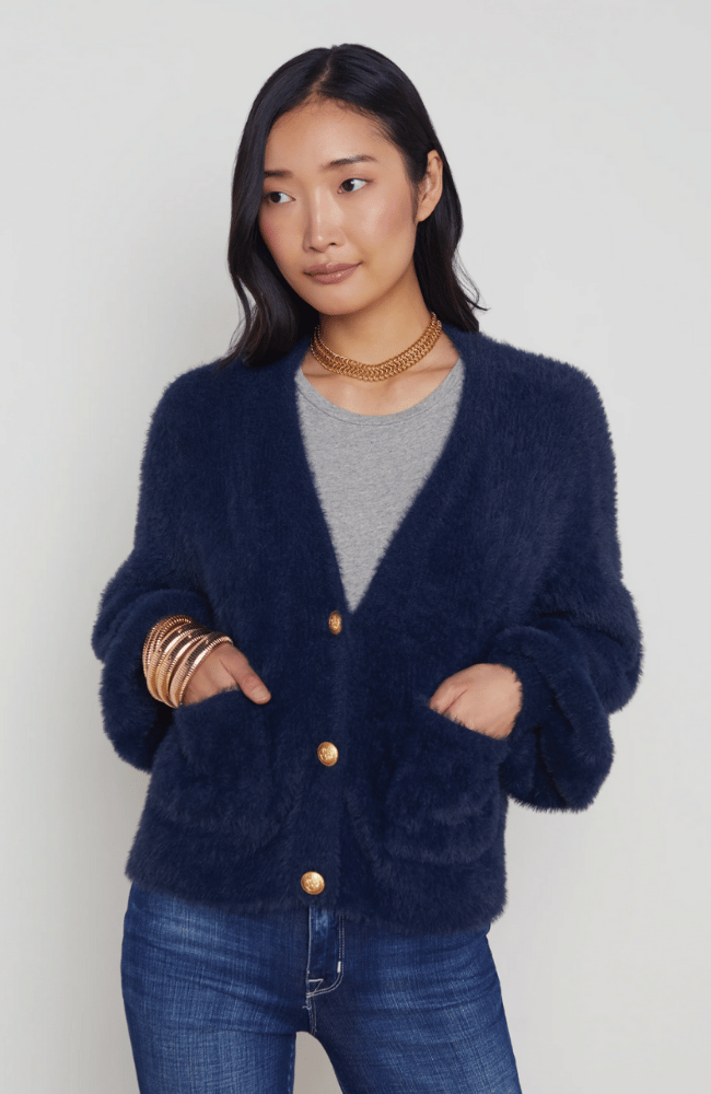 HARRIET CARDIGAN in INDIGO-L&#39; AGENCE-FLOW by nicole