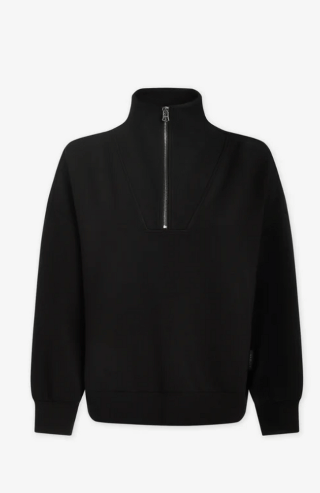 HAWLEY HALF ZIP SWEAT in BLACK-Varley-FLOW by nicole