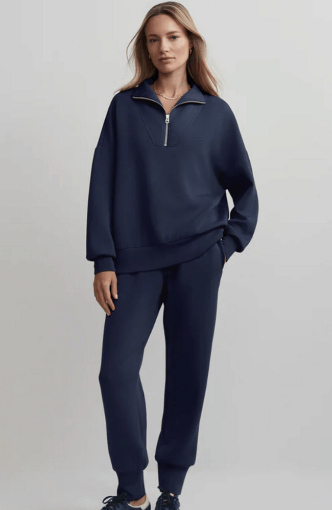 HAWLEY HALF ZIP SWEAT in BLUE NIGHTS-Varley-FLOW by nicole