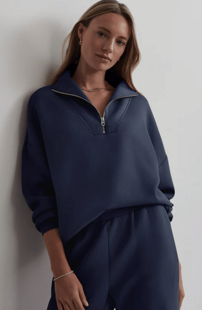 HAWLEY HALF ZIP SWEAT in BLUE NIGHTS-Varley-FLOW by nicole