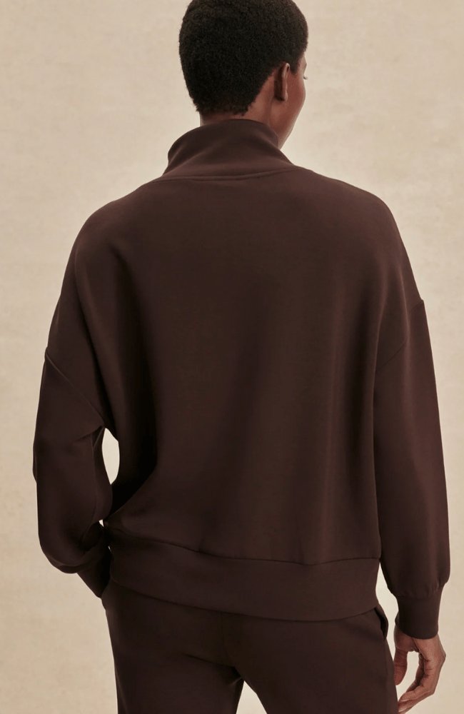 HAWLEY HALF ZIP SWEAT in COFFEE BEAN-Varley-FLOW by nicole