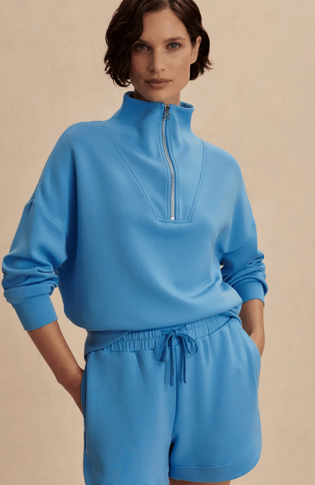 Varley HAWLEY HALF ZIP TOP in AZURE BLUE FLOW BY NICOLE Canada Varley HAWLEY HALF ZIP TOP in AZURE BLUE FLOW BY NICOLE Canada