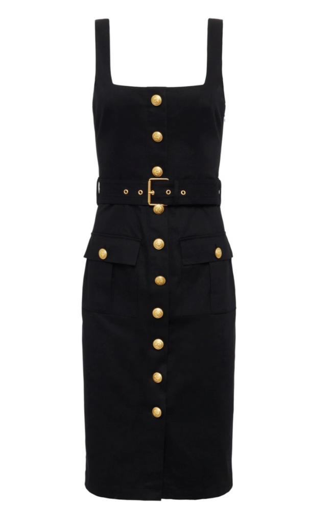 IDY GOLD BUTTON FRONT DRESS in BLACK-L&#39; AGENCE-FLOW by nicole