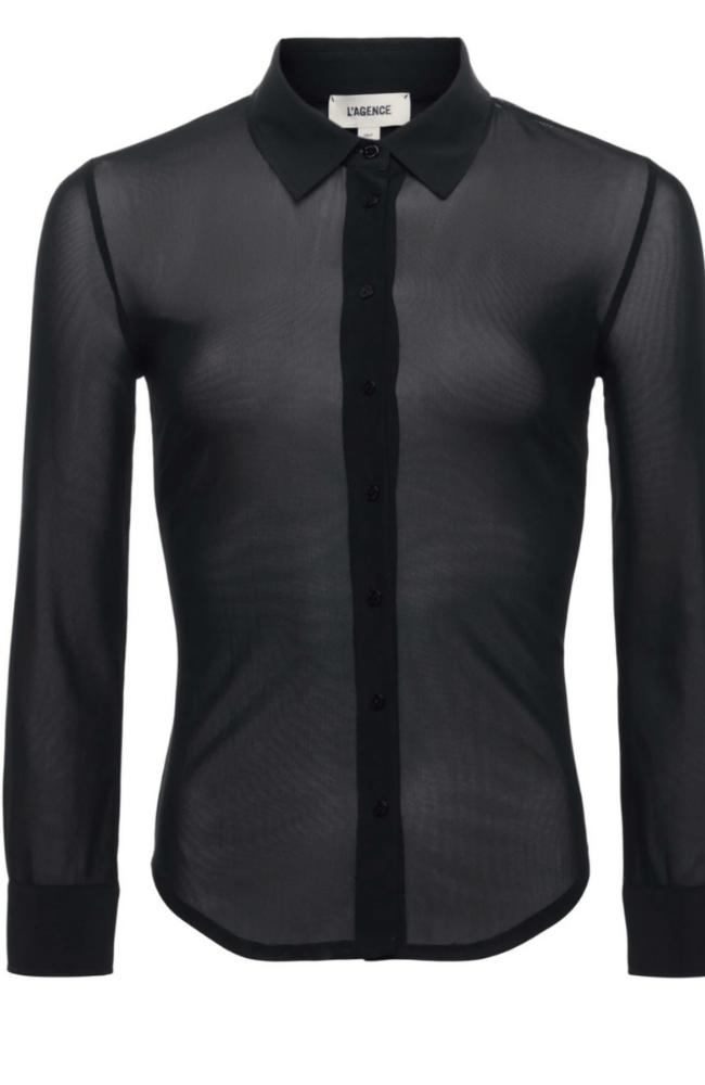 INDIANA FITTED BLOUSE in BLACK-L'AGENCE-FLOW by nicole