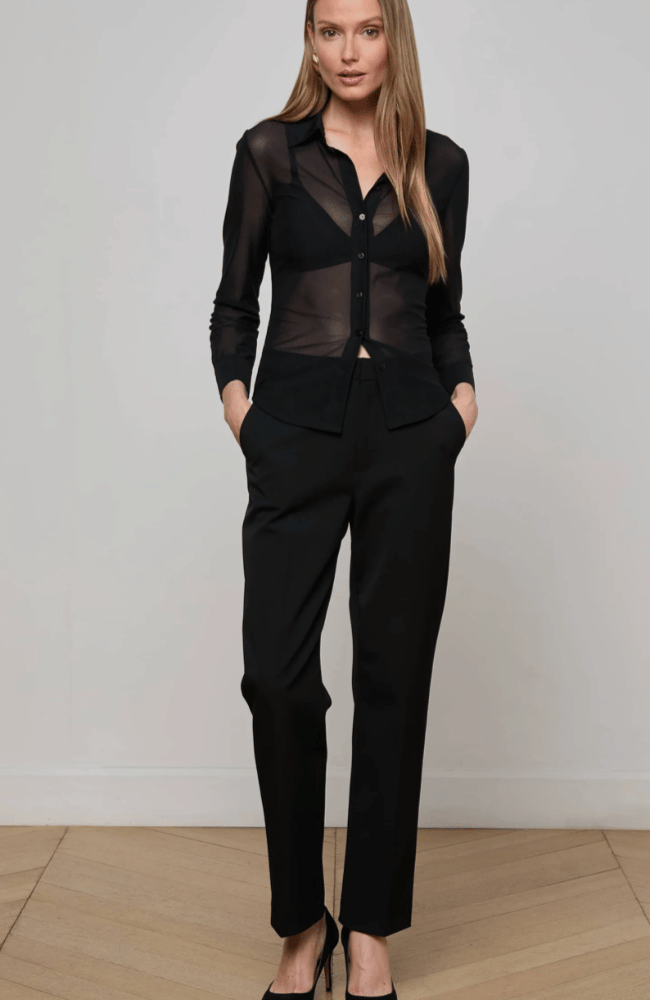 INDIANA FITTED BLOUSE in BLACK-L'AGENCE-FLOW by nicole