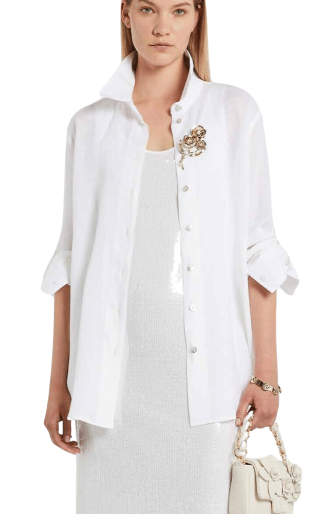 IXIE LINEN SHIRT - OPTIC WHITE-MARELLA by MAX MARA-FLOW by nicole