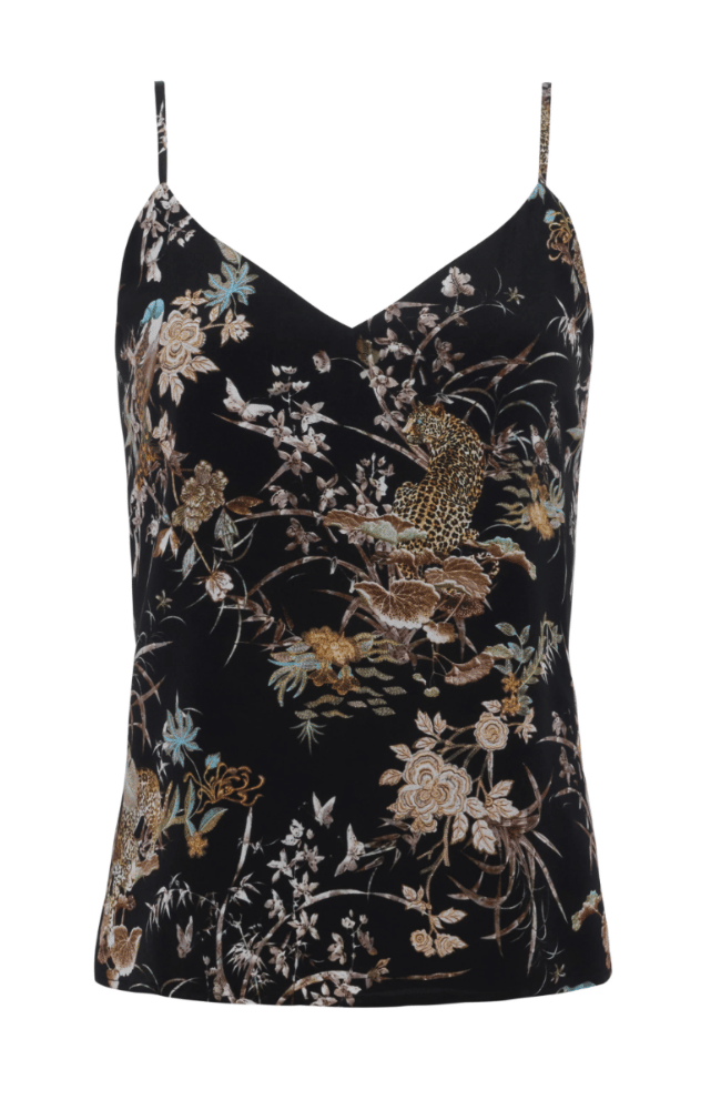 JANE SILK CAMISOLE in BLACKK MULTI TAPESTRY JUNGLE PRINT-L&#39;AGENCE-FLOW by nicole
