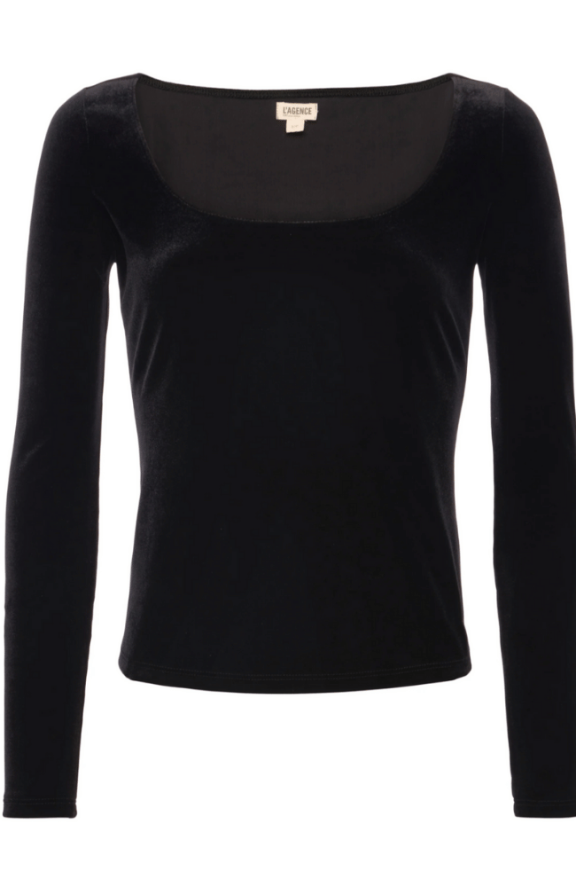 JELENA L/S U/NECK TOP BLACK-L&#39;AGENCE-FLOW by nicole