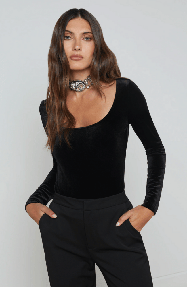 JELENA L/S U/NECK TOP BLACK-L'AGENCE-FLOW by nicole