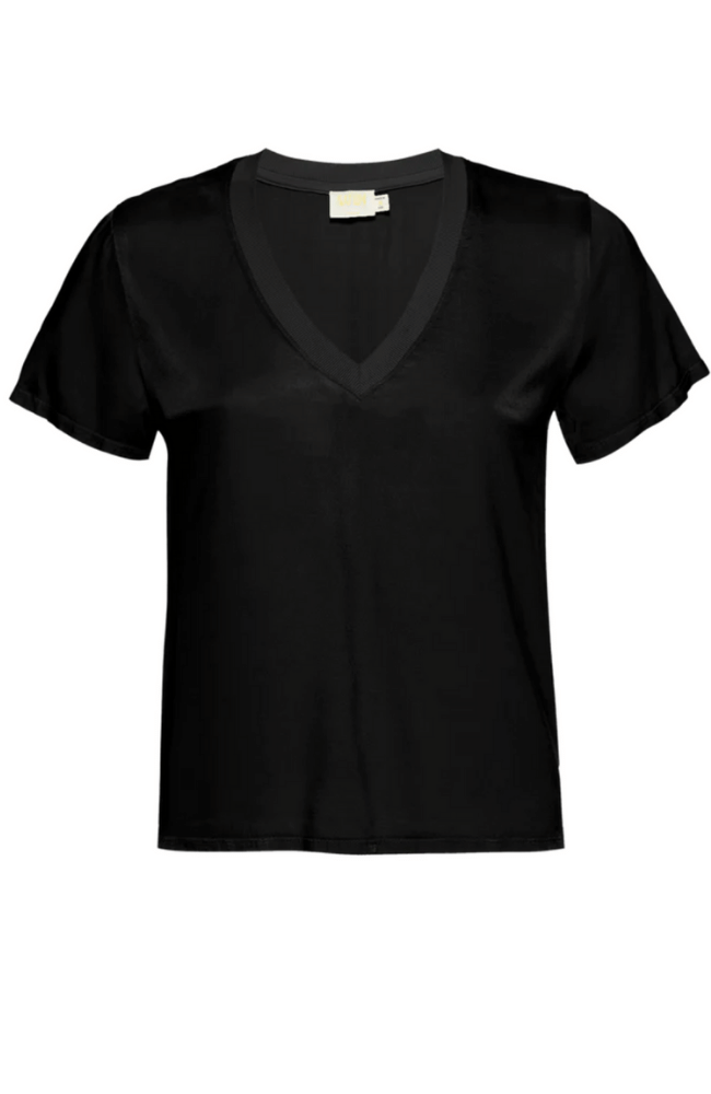 JUNE V NECK TEE BLACK-NATION-FLOW by nicole