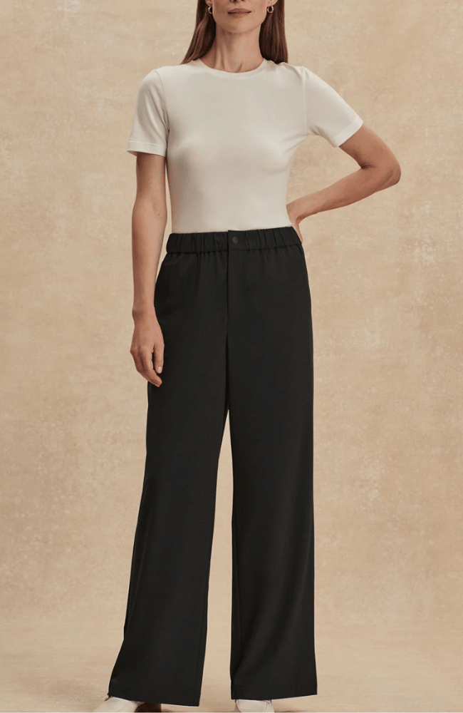 KAYSON WIDE LEG PANT 32" in BLACK-Varley-FLOW by nicole