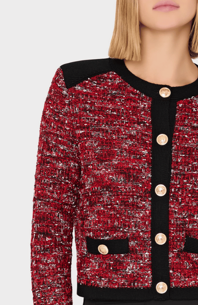 KELLY TWEED CARDIGAN CLARET-MILLY-FLOW by nicole