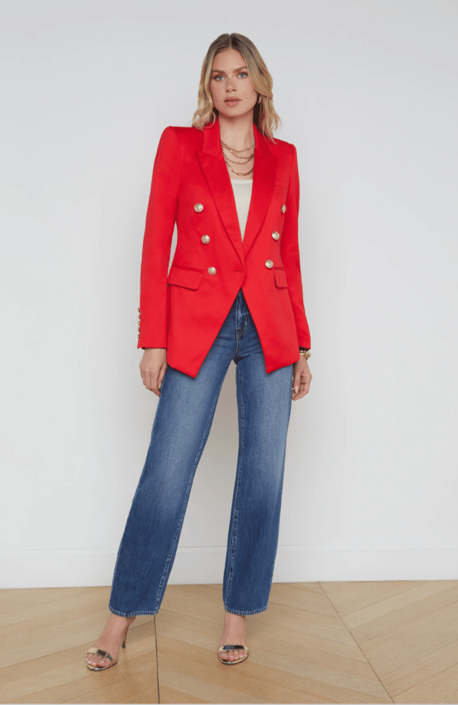 KENDI LONG BLAZER in HIGH RISK RED-L&#39; AGENCE-FLOW by nicole