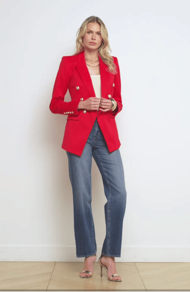 KENDI LONG BLAZER in HIGH RISK RED-L&#39; AGENCE-FLOW by nicole