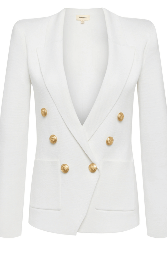 KENZIE KNIT BLAZER in WHITE/GOLD-L&#39; AGENCE-FLOW by nicole