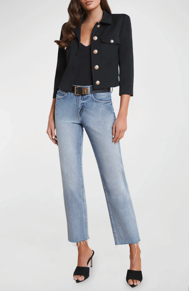 KUMI CROPPED FITTED JACKET BLACK-L&#39; AGENCE-FLOW by nicole