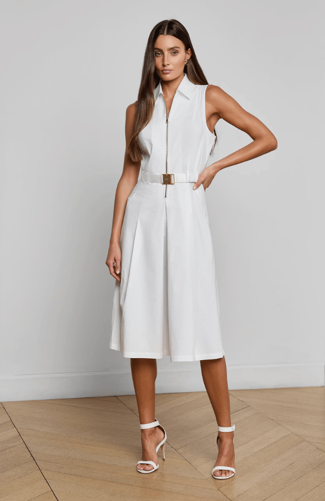 KYLO BELTED SHIRT DRESS in WHITE-L'AGENCE-FLOW by nicole