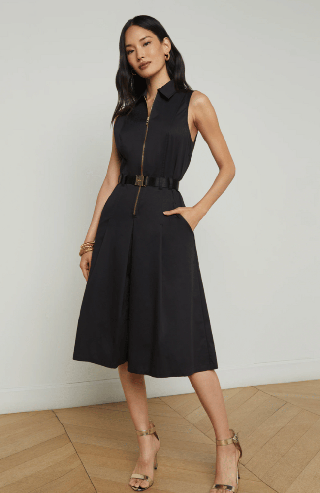 KYLO POPLIN SHIRT DRESS in BLACK-L&#39;AGENCE-FLOW by nicole