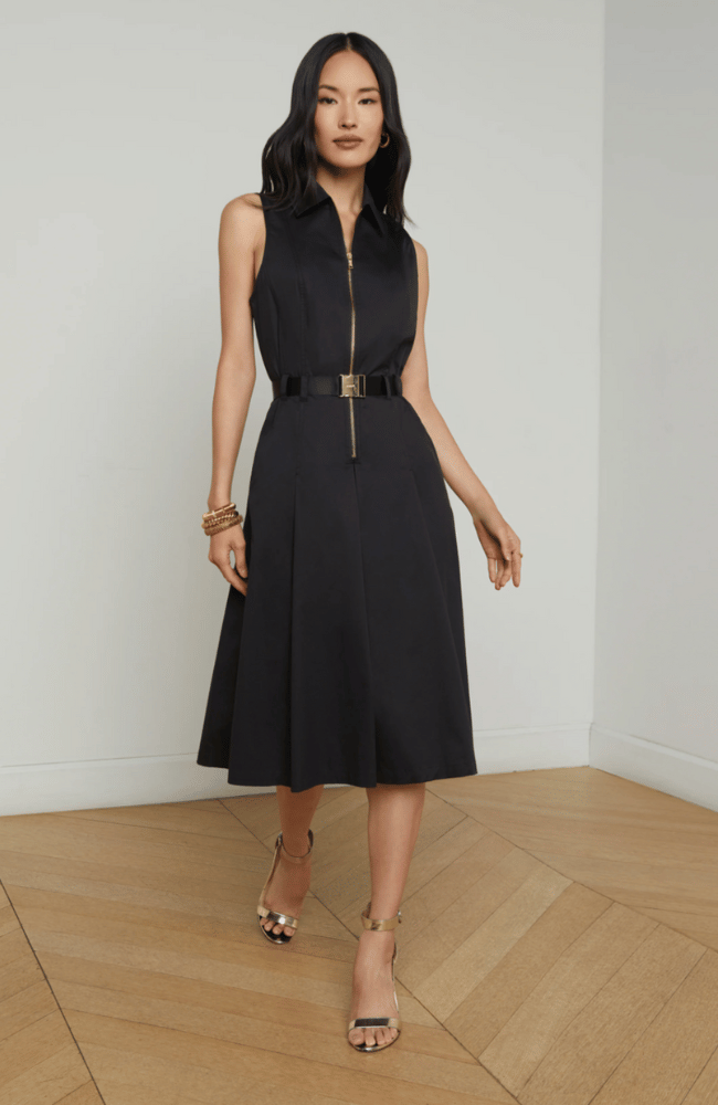 KYLO POPLIN SHIRT DRESS in BLACK-L&#39;AGENCE-FLOW by nicole