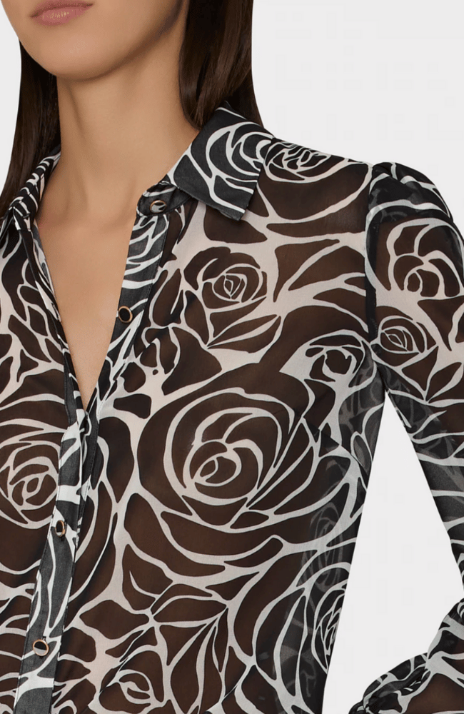 LACEY ROSE PRINT BLOUSE in BLACK ROSE-MILLY-FLOW by nicole