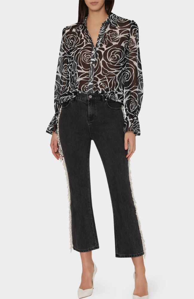 LACEY ROSE PRINT BLOUSE in BLACK ROSE-MILLY-FLOW by nicole