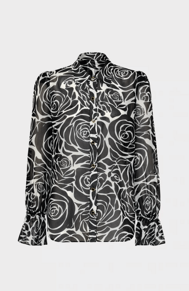 LACEY ROSE PRINT BLOUSE in BLACK ROSE-MILLY-FLOW by nicole