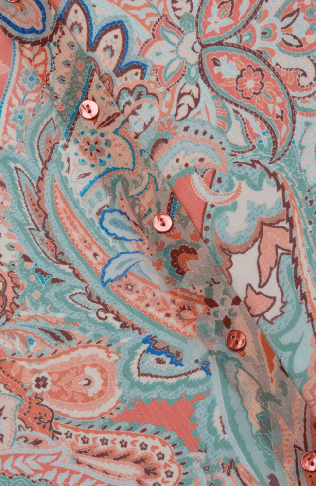 LAURENT BLOUSE in ORANGE/LIGHT BLUE TRADITIONAL PAISLEY-L&#39;AGENCE-FLOW by nicole