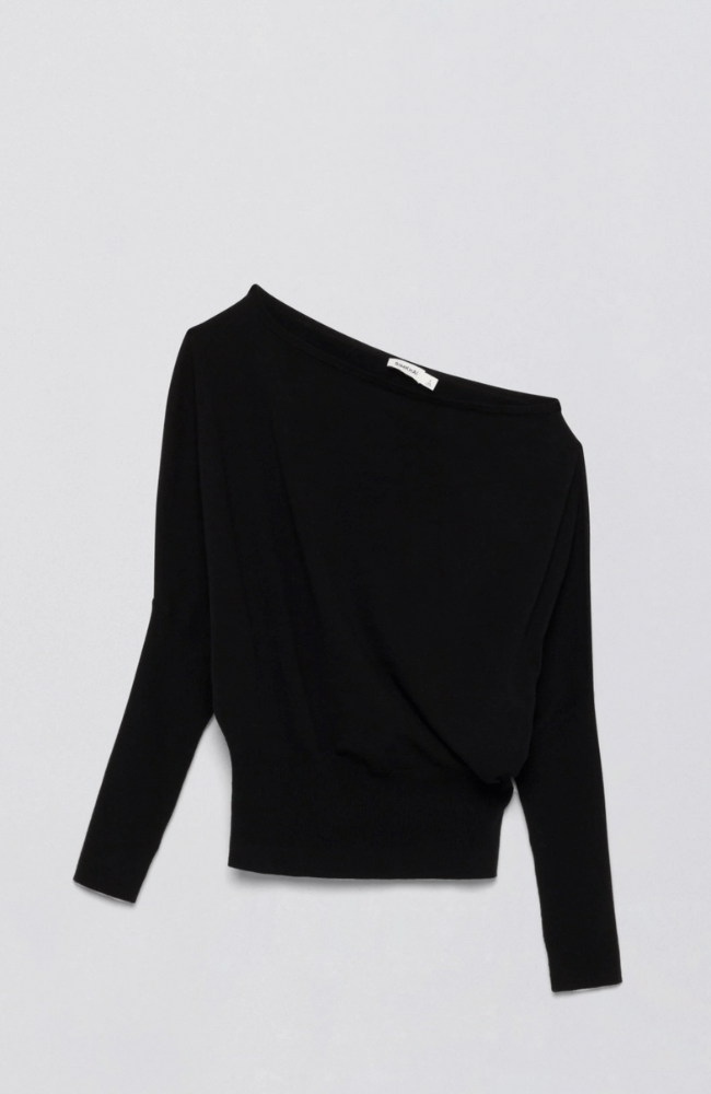 LAVINA OFF SHOULDER SWEATER in BLACK-SIMKHAI-FLOW by nicole